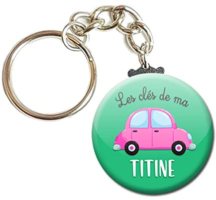 Porte Clés Chaînette 3,8 centimètres Les clés de ma Titine Idée Cadeau Accessoire Fête Noel Anniversaire Remerciement Humour Moto Maison Voiture
