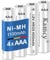 KAMCY Piles Rechargeables AAA(Lot de 4), Piles AAA Rechargeables 1100mAh 1,2V Ni-MH Haute Capacité Rechargeable 1200-1500 Cycles – Piles solaires Rechargeables