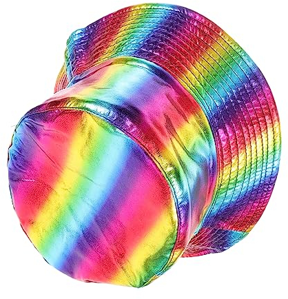 OHPHCALL Sommerhüte Umkehrbarer Fischerhut Regenbogen-Farbblock-Eimerhut Stoff Koreanische Version Bunt Unisex-Sommermütze Sonnenhüte Für Damen
