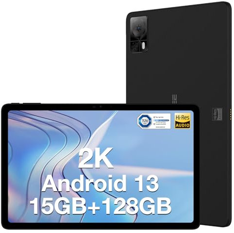 DOOGEE T20S Tablet 10,4 Pulgadas, 15GB RAM + 128GB ROM(TF 1TB), 2K TÜV Certificado Octa-Core Tablets Android 13 con 7500mAh Batería, Tablet PC Dual 4G y 2.4/5G WiFi, 13MP+5MP, Hi-Res Audio, Negro