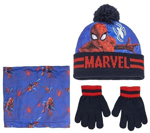 Spiderman Unisex Kids Höschen Mütze und Handschuhe Set, Blau, Estándar