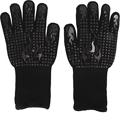 Ofenhandschuhe mit Fingern 1472 °F hitzebeständig Silikon-Grillhandschuhe für Küche, Backofen, Grill, Räuchern, Outdoor-Kochgeräte, Mikrowelle