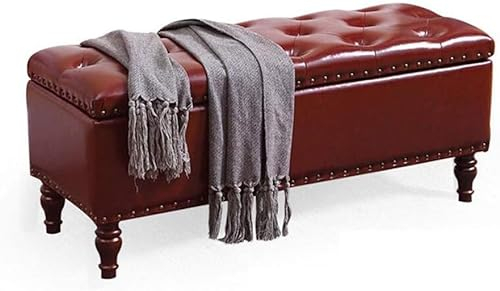 Fußhocker, zusammenklappbarer, getufteter Aufbewahrungs-Fußhocker aus Kunstleder mit Bezug, Schlafzimmer-Betthocker, Wohnzimmer-Sofabank (Farbe: Schwarz, Größe: 105 cm)