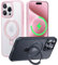 CASEKOO 2025 Neu Magic Stand für iPhone 15 Pro Hülle für MagSafe [Militärschutz] [Unsichtbarer Ständer] Stoßfeste Kratzfeste Schutzhülle Dünne Griffige Handyhülle Matte Case - Rosa