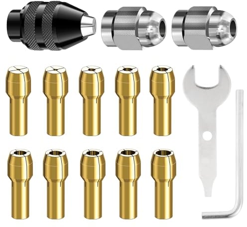 15 Pezzi Mandrino per Dremel, Cambio Rapido da 0,8 mm a 3,2 mm Set di Mandrino Autoserrante per Accessori Utensili Rotanti