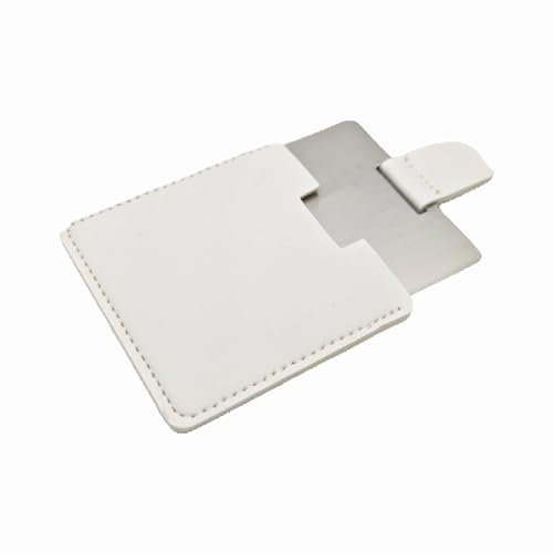 Ksvsonrvi Taschenspiegel Reise Spiegel 2.36 Zoll Mini Handspiegel Edelstahl Unzerbrechlich Spiegel mit PU Leder Fall (Weiß)