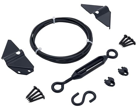 CHIJANE Durable Anti Sag Gate Kit Gate Hardware Support Cable Set for Sliding Gate,Steel Fence Door Repair Kit Anti-Sagging Gate Kit Gate Latch for Wooden Fence Outdoor, Black No Sag Gate Frame Kit