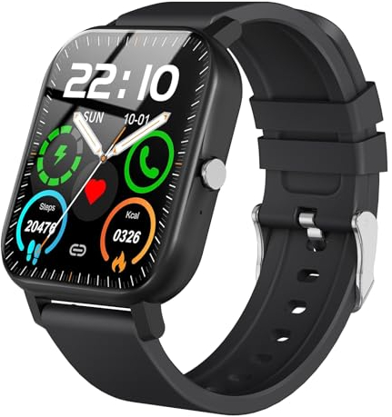 Smartwatch Damen Herren, Smartwatch mit Telefonfunktion , 1,85 IP68 Wasserdicht Smart Watch, Lange Akkulaufzeit, Herzfrequenz Blutsauerstoff, Schlafmonitor, WhatsApp Funktion für iOS und Android
