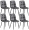 Colenis® Chaises de Salle à Manger Ela, Lot de 6, Anthracite, Microfibre, Chaise de Cuisine, Pieds en métal Stable, Chaise Chambre à Coucher, Chaise Salon