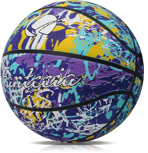 Fantecia Basketball Größe 5 für Kinder, Offizieller Basketball für Indoor, Outdoor, Schule, Straßenbasketball mit Pumpe (Scrawl)