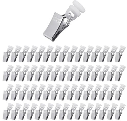 60 ganci per tende, tende a rullo, accessori per tende, staffe per tende, tende (argento)