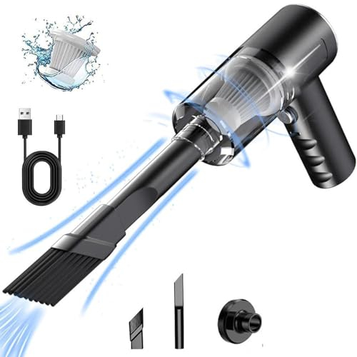 Mini-Handstaubsauger, kabellos, 3 in 1, leistungsstark, 5500 PA, multifunktionaler Auto-Staubsauger, leistungsstark, Lärm mit mehreren Düsen und waschbarem Filter für Haus, Auto, Tisch