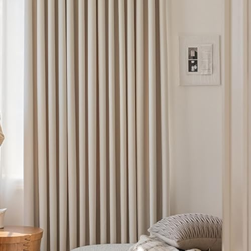 Mesnt Thermo Gardinen Hitzeschutz, Cremefarbene Beige Verdunkelungsvorhänge mit Ösen für Schlafzimmer132 x 244 cm