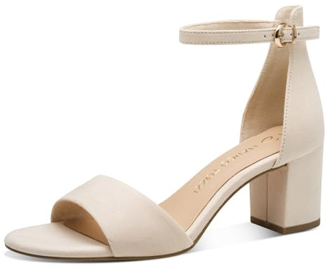MARCO TOZZI Damen Sandalen mit Absatz mit Riemen Elegant, Beige (Magnolia), 42 EU