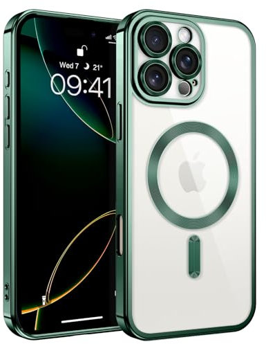DUEDUE Cover Magnetica per iPhone 16 Pro 6.3[Compatibile con MagSafe], Custodia per iPhone 16 Pro Case Ultra-Sottile TPU Silicone Anti-Scivolo, Ricarica Magnetica Wirelesse, Verde Alpino