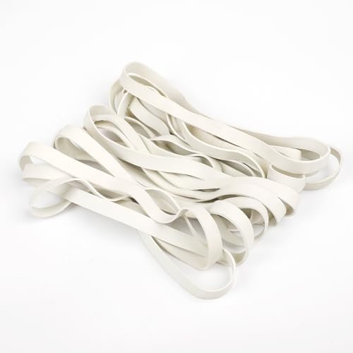 Heavy Duty Rubber Bands 20 Pcs White Large Thick Elastic Rubber Bands 20x1CM Trash Can Band Rope Strong Durable Wide Wrapping Bands for Industrial Home Office School File Folders Garbage Can
