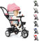 Tricycle Bébé Évolutif Jusqu'À 35 Kg, Velo Bebe pour Les Enfants À Partir de 1 an, Siège Réversible, Pare-Soleil Étendu en Trois Parties (Rose)