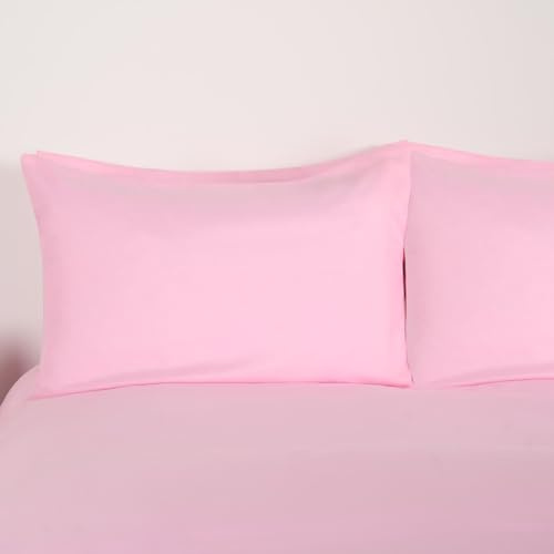 Brentfords Pillow Cases 2 Pack, Soft Microfibre Housewife Pillowcases Standard Size Comfy Hotel Quality Wrinkle & Fade Resistant Pillow Cases with Envelope Closure, Pink - 50 x 75cm
