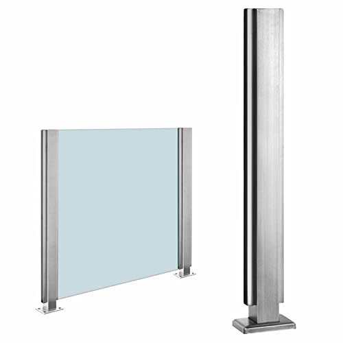 Edelstahl Deck Glas Geländer Pfosten für Terrasse Balkon Treppe Veranda Pool Sicherheit Innen Außen Balustrade Pfosten für Garten Zaun mit Glasplatte Edelstahl Baluster Boden Säule Zaun