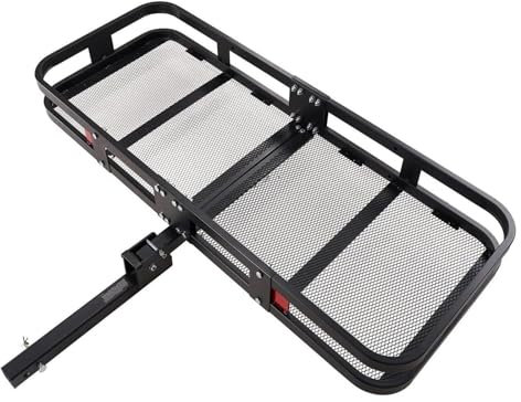 NEIGHBOBHOOD Binari Portabagagli per SUV Camion Pick-up Campeggio capacità 400/500 Libbre Gancio di Traino Montaggio su Tetto Cestino Portaoggetti in Alluminio(C 60x24x6 in)