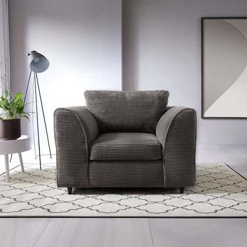 CHICAGO JUMBO CORD SOFA RANGE (Grey, Armchair)