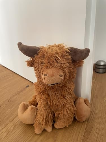 Khevga Türstopper Tier aus Stoff – Hochwertiger Highland Cattle Türhalter, 1 kg schwer, 23 cm hoch, rustikales Design, Türpuffer, Deko für Wohnzimmer, Büro & Kinderzimmer, Braun, robust & standfest