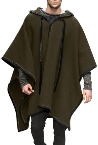 Sonnena Poncho Herren Warm Decke Ponchos Kapuze Cape Pancho Männer Wollponcho Winter Cowboy Hippie Jacke Alpaka Wolle Hippie Chic Andenponcho Fall Winter Kapuzenponcho
