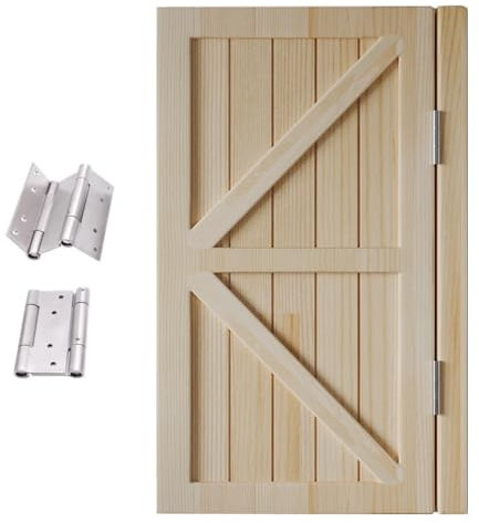 IMUNKT Porte Saloon 1 Vantaux, Porte Battante en Bois Massif, Portes Battantes pour Café, Bar, Cuisine, Porte De Séparation avec Charnières(Wood,80x90cm/31.5x35.4)