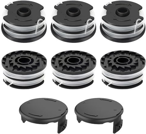 CHIHOLEN 6 Bobine Fil Coupe Bordure compatible avec TLP-01,Convient pour Parkside PRTA 20-Li A1/B1/B2/C3,PRT 300 A1,PRT 550 A1/A3,Ø1,6mm-8,3m,avec Capuchon TLP-01-1(6 Bobine+2 Couvercle)