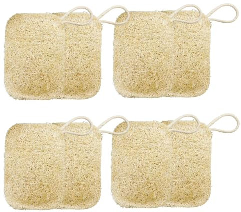 Juego de 8 esponjas biodegradables para Lavar Platos de Fibra de luffa, Fibra Natural y compostable, Esponja de Fibra Vegetal Natural, Esponja ecológica, Esponja de Cocina (7x9x0,3 cm)