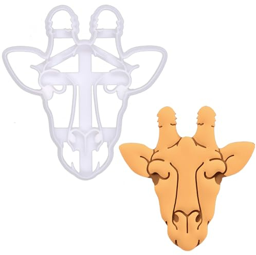 BAKERLOGY Emporte-pièce Visage de girafe – Biscuits sur le thème des animaux de safari, design détaillé pour pâtisserie et loisirs créatifs, idéal pour fondant, pâte, argile