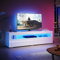 SUNXURY TV Board 160 cm mit LED-Beleuchtung Fernsehtisch 160(B) x 40(T) x 45(H) cm TV Schrank Fernsehschrank TV lowboard weiß Hochglanz