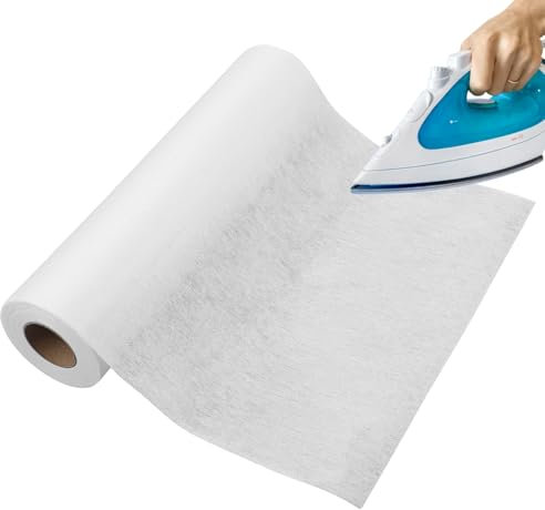 Light Weight Fusible Interfacing for Sewing 12 Inch x 30 Yard, Iron-On Non-Woven Fusible Interfacing, Fabric Interfacings for Applique DIY Crafts Supplies(White)