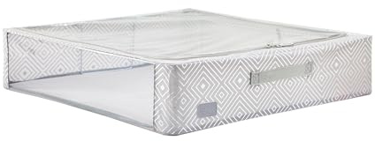Periea 'Casey' Underbed Storage Boxes with Lids - Foldable, Stackable, and Space-Saving Organiser to Keep Your Space Tidy and Clutter-Free - Grey Metallic - Large