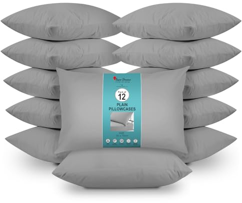 GC GAVENO CAVAILIA 12 Pairs Microfiber Pillowcases - Plain Dyed Housewife Style - Soft, Breathable & Durable - Fade, Wrinkle & Shrink Resistant - Machine Washable - Standard Size (75x50 cm) - Grey