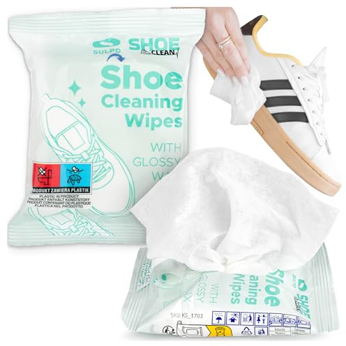 SULPO Lingettes de nettoyage pour baskets – Soin efficace pour les chaussures en déplacement, nettoyant pour baskets à séchage rapide et doux, parfait pour les amateurs de baskets et les voyageurs