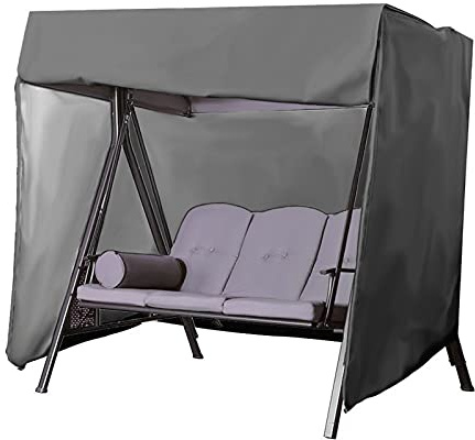 Heavy Duty Waterproof Cover for Hollywood Swing UV Protection Windproof Tear Resistant 210D Oxford Fabric Fits 3 Seater Garden Swing (223 * 152 * 183cm Black)