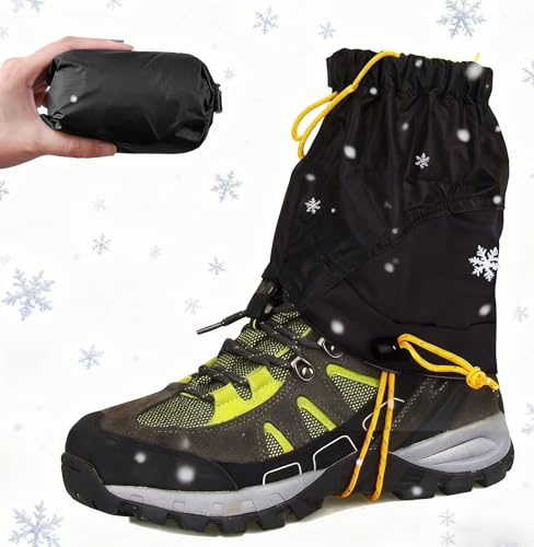 JIMGIED 1 Paar Unisex Gamaschen Wandern Schneestiefel Gamaschen Atmungsaktive Outdoor Gamaschen wasserdichte Trail Gaiters für Outdoor Wandern Skifahren Klettern (Schwarz)