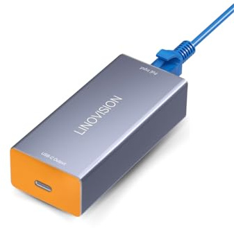 LINOVISION Gigabit 60W POE++ zu USB C Konverter, Daten und Strom über ein Kabel, IEEE802.3af/at/bt POE++ zu USB Typ C mit 5V / 9V / 12V / 15V / 20V Ausgang für Notebook, Echo Hub, Telefon, Tablet