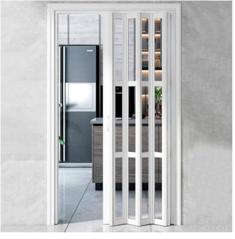 pujindu Porta A Soffietto In PVC Per Armadio, Divisorio Pieghevole Con Pannelli In Vetro, Porta Interna A Più Ante Per Cucina, Camera Da Letto E Soggiorno(40x45in)