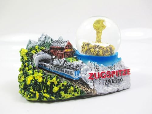 Zugspitze Schneekugel Snowglobe Germany Souvenir Gipfelkreuz Eisenbahn Berg