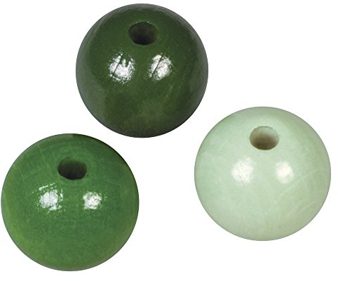 Rayher 1253100 Holz Perlen Mischung FSC 100%, 10mm ø, poliert, SB-Btl, Grün Töne