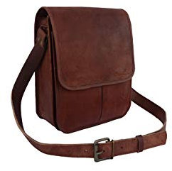 Vintage Craft Unisex Umhängetasche aus echtem Leder, 28 x 23 cm