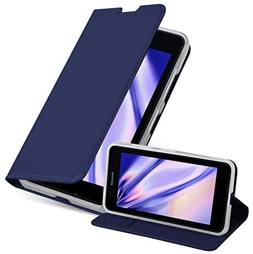 cadorabo Coque pour Nokia Lumia 640 en Classy Bleu FONCÉ - Housse Protection avec Fermoire Magnétique, Stand Horizontal et Fente Carte - Portefeuille Etui Poche Folio Case Cover