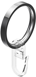 INTERDECO Gardinenstangen Gardinenringe, aus Metall, Chrom, Flachringe mit Faltenhaken für Vorhangstangen 20 mm, Ringe in 33 x 27 mm, Typ 1120506, 10 Stück
