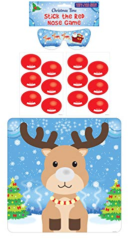 Henbrandt Stick Die Nase Auf Der Rentier, Weihnachten Party Spiele Set für Kinder 14 Stück, Weihnachtsfeier Spiel ideal für Strumpffüller oder Partyartikel