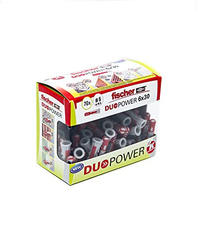 fischer Taco DuoPower, Gris plus rojo, (Caja de 70 Ud), 536386, 6x30