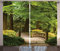 ABAKUHAUS Wald Rustikaler Gardine, Holzbrücke über den Teich, Schlafzimmer Kräuselband Vorhang mit Schlaufen und Haken, 280 x 175 cm, Lindgrün Kalb