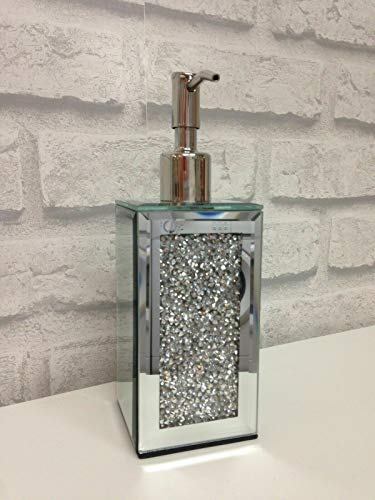 DEENZ Crushed Crystal Diamond Silver mirrored glass soap dispenser Hand cream pump