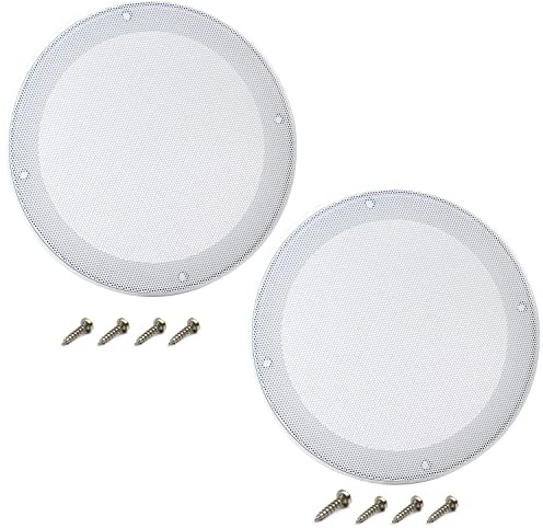 Fielect 2 x 6.5 inch Speaker Grill Covers White Subwoofer Guard Protector Mesh Round Woofer Car Speaker Grill Cover with 8 Screws